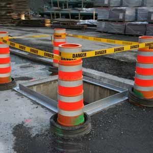 Yellow caution tape used for hazard warning and restricted access zones