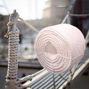 Braided polypropylene rope in a coil, suited to commercial and trade use