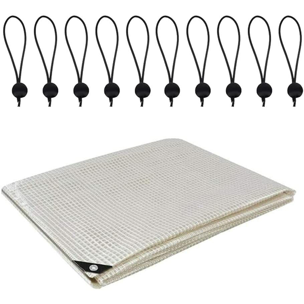 100 GSM Clear Tarpaulin Waterproof Cover Tarp Ground Sheet with 10 Bungee Balls