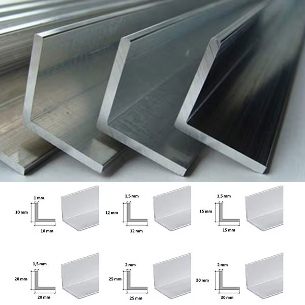 1m Long Natural Aluminium Angle Corner Profile Anodised Finish