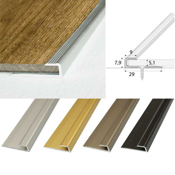 Anodised Aluminium LVT Edging Trim for 5mm Floor Edges