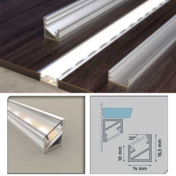 Aluminium PVC Corner Channel for Strip LED Light Profile Edge Trim