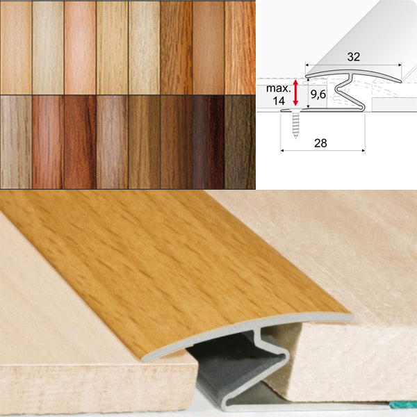 Wood Effect Aluminium Z Strip Door Threshold Transition Trim