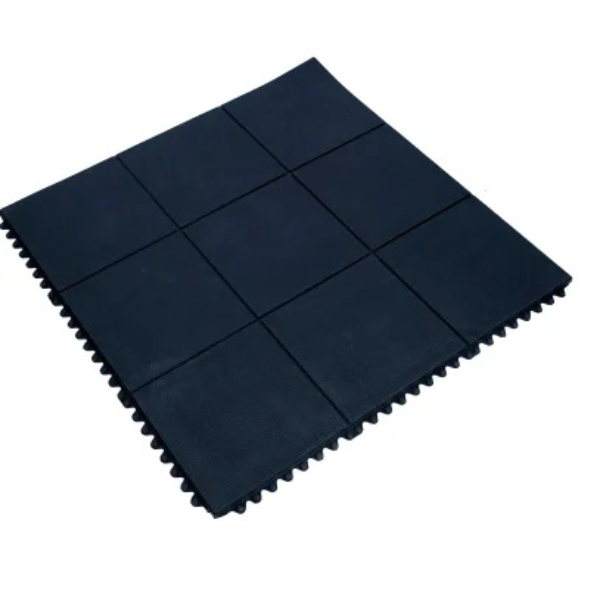 Plain Rubber Solid Top Interlock Floor Protection Mat - 100% Nitrile