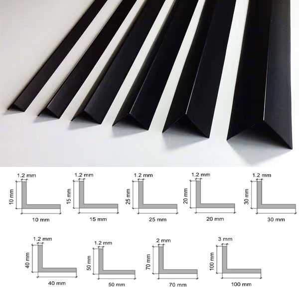 Black Plastic PVC Corner Angle Trim 2.5m Durable Edge Profile