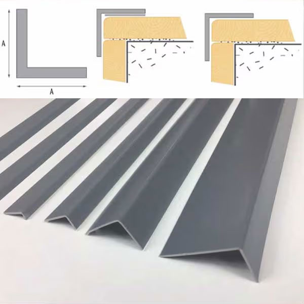Durable 1m Long PVC Corner Trim Grey Plastic Unequal Angle Profile 