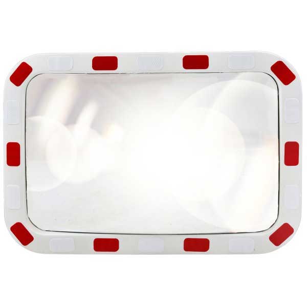 Red/White Polycarbonate Convex Traffic Mirror With Rectangular face