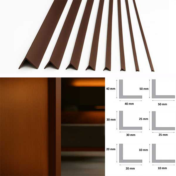 PVC Corner Angle Trim Brown Rigid Profile 2.5m Length Wall Finish