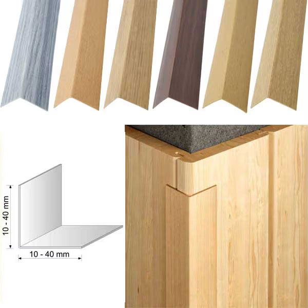 PVC Corner Angle Trim Wood Effect Plastic Decorative Profile Finish