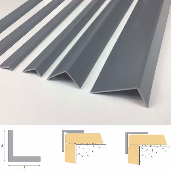 PVC Corner Trim Grey Plastic Unequal 90 Degree Angle 2.5m Profile