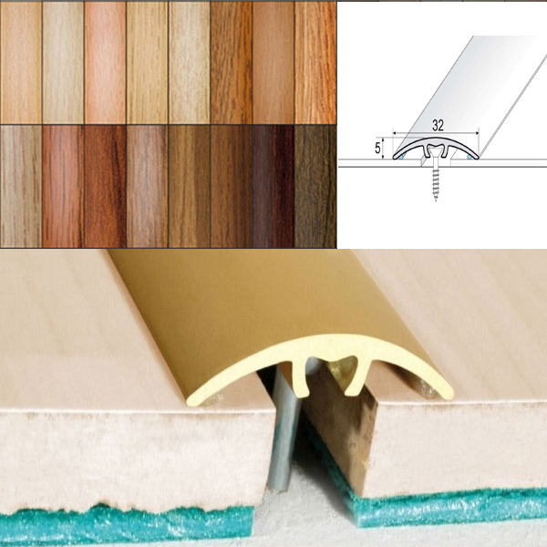 Aluminium Wood Effect Door Threshold Strip Floor Transition